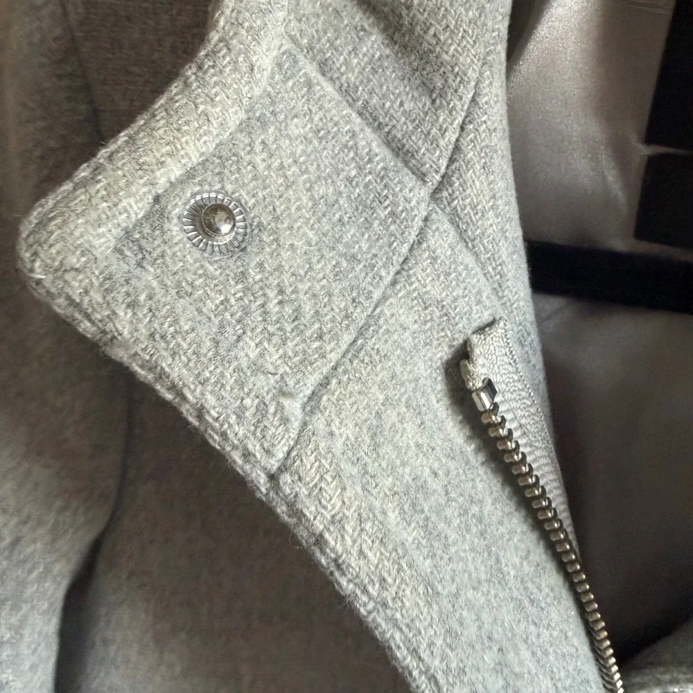 J.Crew Stadium Cloth Nello Gori Wool Blend Hooded Coat Gray Parka Size 00 - Picture 13 of 16